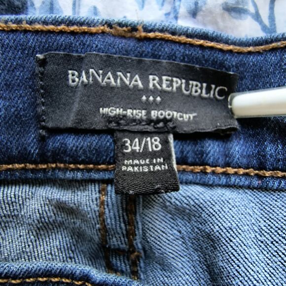 Banana Republic Jeans Womens 18* Blue Bootcut High Rise Stretch Classic Curvy - Picture 12 of 15